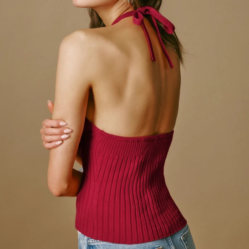 Delia Ribbed Halter Top - Picture 3 of 4